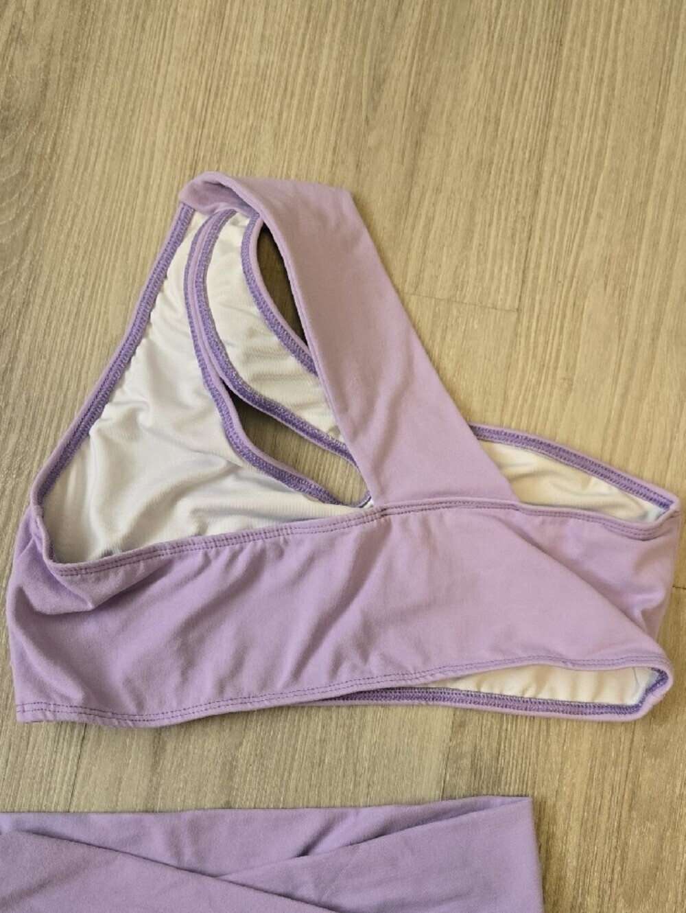 Lilac One-Shoulder Sports Bra & High-Waist Drawstring Shorts Set - Picture 6 of 7